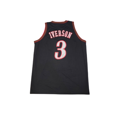 Allen Iverson Autographed Philadelphia 76ers Pro Style Black Jersey Beckett Witnessed