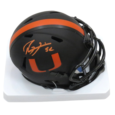 Ray Lewis Autographed Miami Hurricanes UM Riddell Eclipse Mini Helmet Beckett Witness