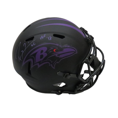 Ray Lewis Autographed Baltimore Ravens Riddell Eclipse Replica Helmet W/ HOF 18 Beckett Witness