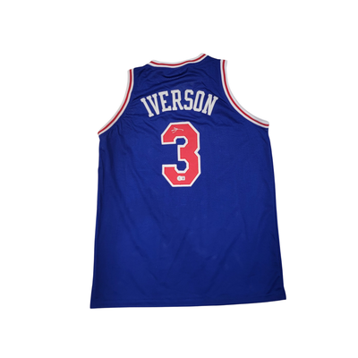 Allen Iverson Autographed Philadelphia 76ers Pro Style Blue Jersey Beckett Witnessed