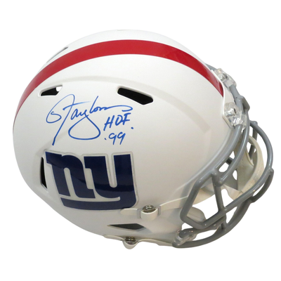 Lawrence Taylor Autographed New York Giants Riddell Matte Flat White Speed Replica Helmet W/ HOF 99 Beckett Witness