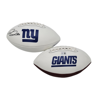Theo Johnson Autographed New York Giants Logo Football Beckett Witnessed