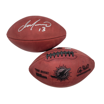 Dan Marino Autographed Miami Dolphins NFL Duke Metallic Logo Football Beckett Witnessed