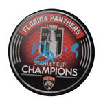 Matthew Tkachuk Autographed Florida Panthers 2025 Stanley Cup Champions Puck JSA