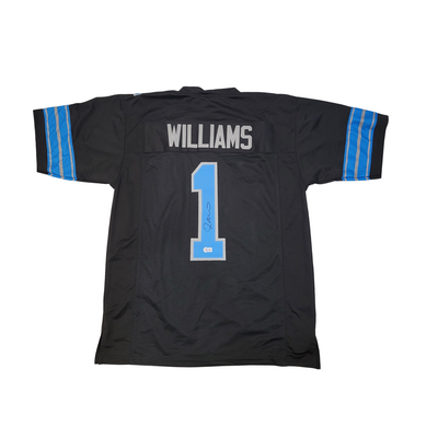 Jameson Williams Autographed Detroit Lions 2024 Black ALT #1 Pro Style Jersey Beckett Witnessed