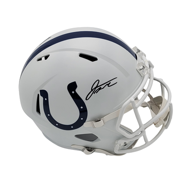 Jonathan Taylor Autographed Indianapolis Colts Flat White Replica Helmet Becket Witnessed