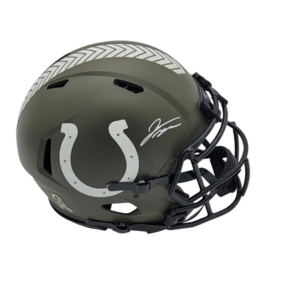 Jonathan Taylor Autographed Indianapolis Colts Authentic Salute To Service STS Helmet Beckett Witnessed