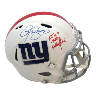 Lawrence Taylor Autographed New York Giants Riddell Matte White Speed Replica Helmet W/ LT Is A Bad Motherfucker Beckett Witness