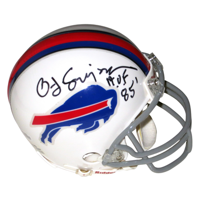 O.J. Simpson Autographed Buffalo BIlls Mini Helmet W/ HOF 85 Beckett Authenticated