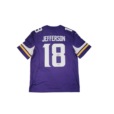 Justin Jefferson Autographed Minnesota Vikings Nike Vapor Purple Jersey Beckett Witnessed