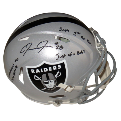 Josh Jacobs Autographed Las Vegas Oakland Raiders Riddell Authentic Speed Helmet Limited Edition W/ 3 Inscriptions Beckett Witnessed