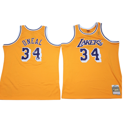 Shaquille O'Neal Autographed Los Angeles Lakers 1996-97 Gold Mitchell & Ness Swingman Jersey Beckett Witnessed
