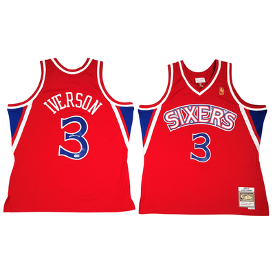 Allen Iverson Autographed Philadelphia 76ers Red 96-97 Mitchell & Ness Swingman Jersey Beckett Witnessed