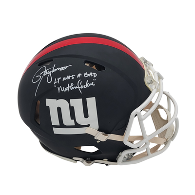 Lawrence Taylor Autographed New York Giants Riddell Matte Black Speed Authentic Helmet W/L.T. Was A Bad Motherfucker Beckett Witness