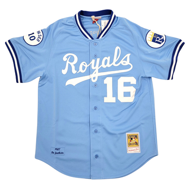 Bo Jackson Autographed Kansas City Royals 1987 Blue M&N Authentic Jersey Beckett Witnessed