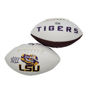 Nick Saban Autographed LSU Tigers Logo Football Beckett Witnessed