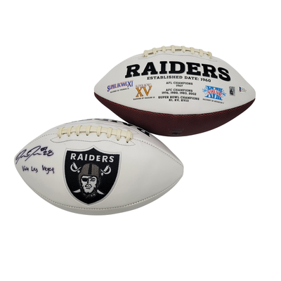 Josh Jacobs Autographed Las Vegas Oakland Raiders Logo Football W/ Viva Las Vegas Beckett Witnessed