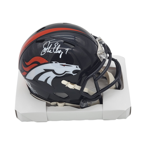 John Elway Autographed Denver Broncos Mini Helmet Beckett Witnessed