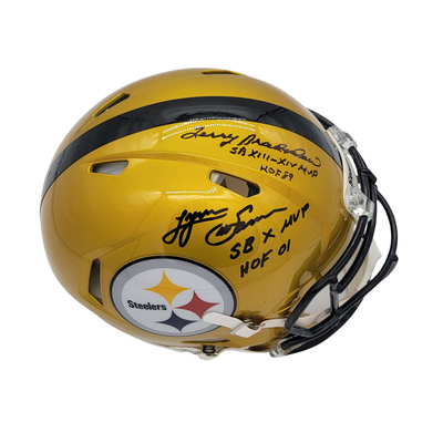 Terry Bradshaw Lynn Swann Autographed Pittsburgh Steelers Flash Authentic Helmet Multi Inscribed Beckett