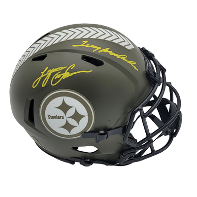 Terry Bradshaw Lynn Swann Autographed Pittsburgh Steelers Authentic Salute To Service STS Helmet Beckett