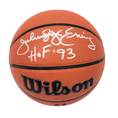 Julius Erving Autographed Philadelphia 76ers Wilson NBA Basketball W/ HOF 93 Beckett Witnessed