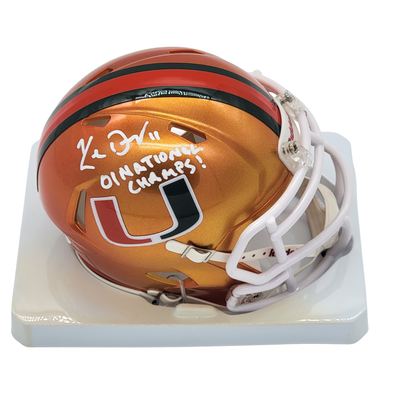 Ken Dorsey Autographed Miami Hurricanes Flash Mini Helmet W/ '01 National Champs JSA