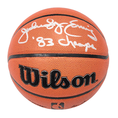 Julius Erving Autographed Philadelphia 76ers NBA Wilson Basketball W/ 83 Champs Beckett Witnessed