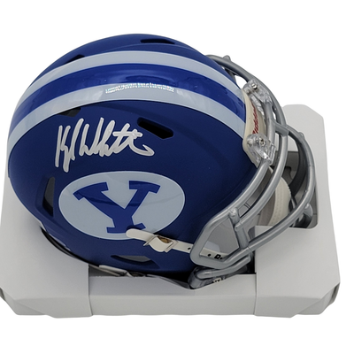 Kyle Whittingham Autographed BYU Royal Blue Mini Helmet Beckett Witnessed