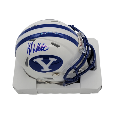 Kyle Whittingham Autographed BYU White Mini Helmet Beckett Witnessed