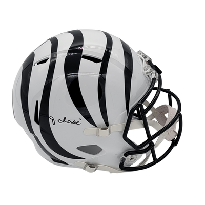 Ja'Marr Chase Autographed Cincinnati Bengals 2022 White ALT Replica Helmet Beckett Witnessed