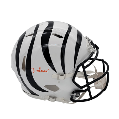 Ja'Marr Chase Autographed Cincinnati Bengals Riddell 2022 ALT White Speed Authentic Helmet Beckett Witnessed
