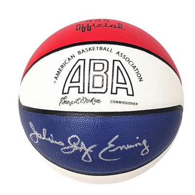 Julius Dr. J Erving Autographed New York Nets Virginia Squires ABA Official Basketball Beckett Witnessed 76ers Silver