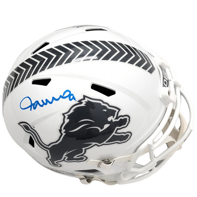 Jameson Williams Autographed Detroit Lions 2024 Salute to Service STS Replica Helmet Beckett Witnessed