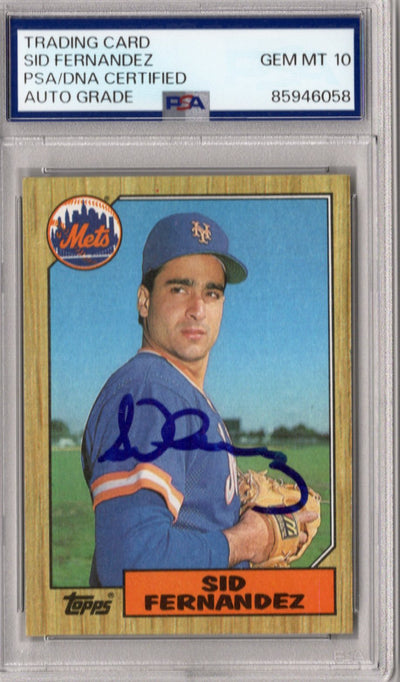 Sid Fernandez Autographed New York Mets 1987 Topps #570 Card PSA AUTO GRADE GEM MT 10