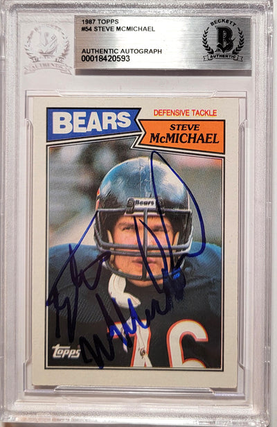 Steve McMichael Autographed Chicago Bears 1987 Topps #54 Trading Card Beckett Authenticated