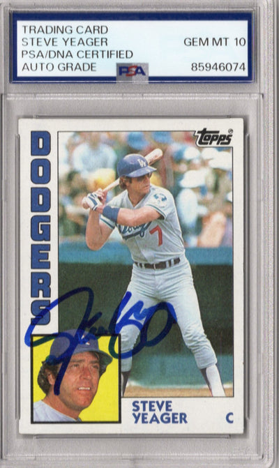 Steve Yeager Autographed Los Angeles 1984 Topps #661 Card PSA AUTO GRADE GEM MT 10
