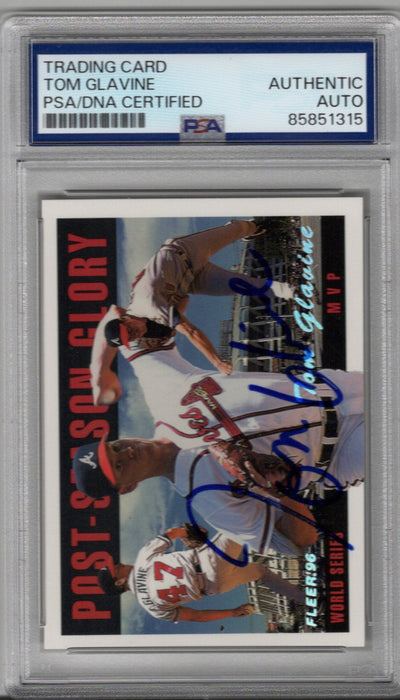 Tom Glavine Autographed Atlanta Braves 1996 Fleer World Series MVP Trading Card PSA AUTHENTIC AUTO