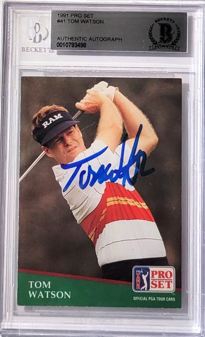 Tom Watson Autographed PGA Tour Golf Encapsulated 1991 Pro Set #41 Trading Card Beckett Authenticated 0010793498