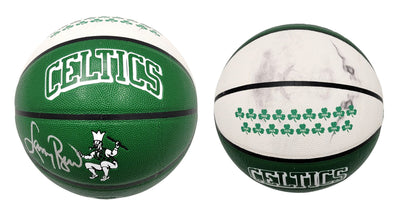 Larry Bird Autographed Boston Celtics 75th Anniversary City Edition Wilson NBA Basketball W/ Red Auerbach Smoke Beckett Witnessed