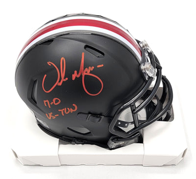 autographed ohio state football helmet memorabilia Brandon Inniss Silver Mini Featuring eye Eddie George Ohio State Buckeyes