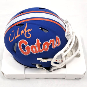 Urban Meyer Autographed Florida Gators Blue ALT Riddell Mini Helmet Beckett Witnessed