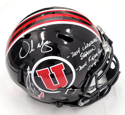 Urban Meyer Autographed Utah Utes Black Replica Helmet W/ 2004 Inscriptions Beckett Witnessed