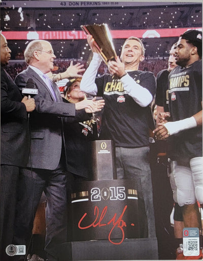 Urban Meyer Autographed Ohio State 2015 National Champions 11x14 Photo Beckett Witnessed