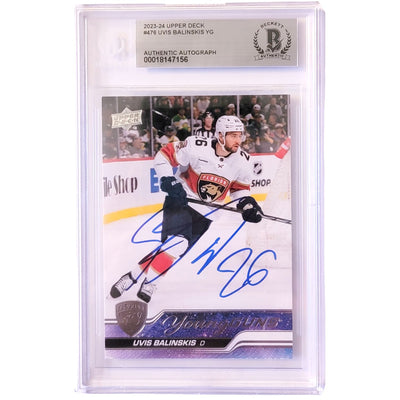 Uvis Balinskis Autographed Florida Panthers 2023-24 Upper Deck Young Guns Trading Card #476 Beckett Encapsulated