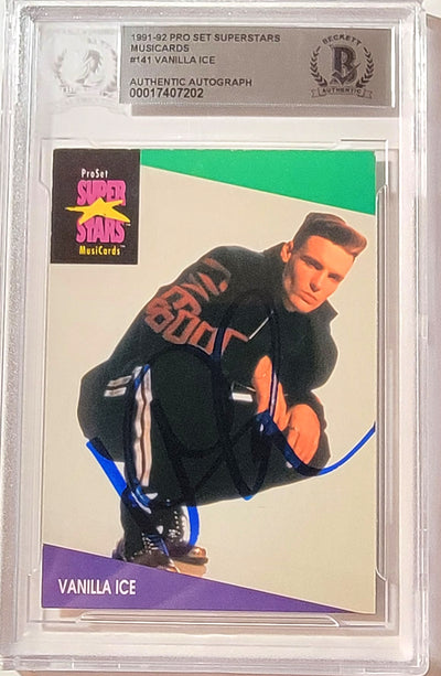 Vanilla Ice Autographed 1991-92 Pro Set Superstars #141 Trading Card Beckett 00017407202