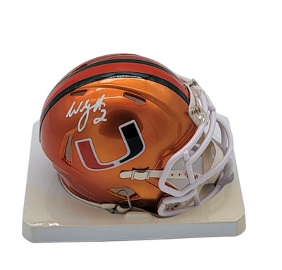 Willis McGahee Autographed Miami Hurricanes Flash Mini Helmet JSA Witnessed