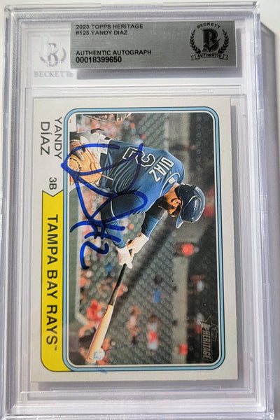 Yandy Diaz Autographed Tampa Bay Rays 2023 Topps Heritage Card #125 Beckett