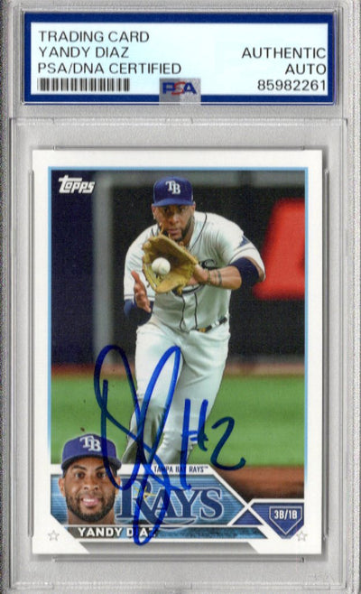 Yandy Diaz Autographed Tampa Rays 2023 Topps Card TBR-4 PSA AUTHENTIC AUTO