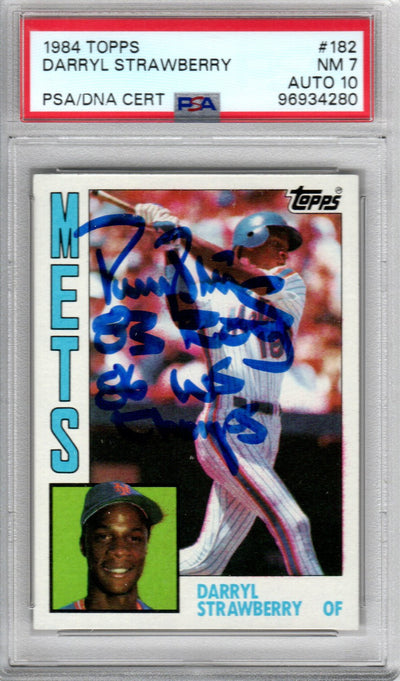 Darryl Strawberry autographed 1984 Topps #182 New York Mets rookie card PSA NM-7 Auto 10
