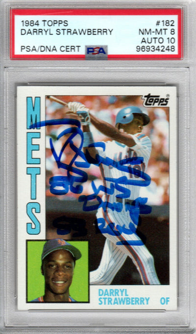 Darryl Strawberry autographed 1984 Topps #182 New York Mets rookie card PSA NM/MT 8 Auto 10
